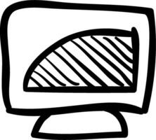 A black and white drawing of a computer monitor vector