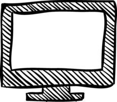 A black and white drawing of a computer monitor vector