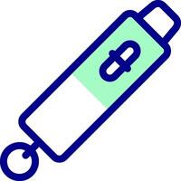 A blue and green pen with a key attached vector