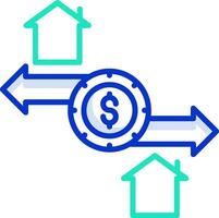 A house with a dollar sign and arrows pointing to it vector
