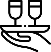 A hand holding a tray with two glasses on it vector
