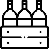 Wine bottles in a wooden crate icon vector