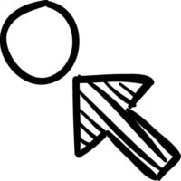 A black and white drawing of a person pointing to an arrow vector