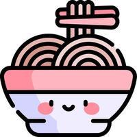 A bowl of noodles with a smiley face vector