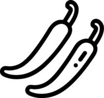 Two peppers are shown in black and white vector