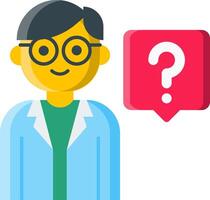 A man with glasses and a question mark next to him vector