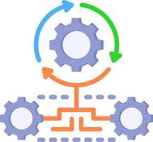 An icon of a gear wheel with arrows pointing to it vector