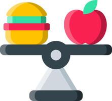 An apple and hamburger on a scale vector