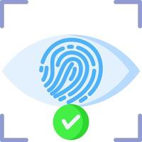 A fingerprint with a green tick and a blue circle vector