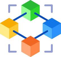 A cube with three different colored cubes vector