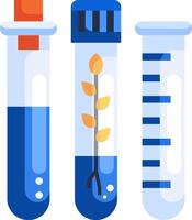 A set of test tubes with plants and a plant in them vector