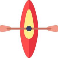 A red kayak with two paddles on top vector