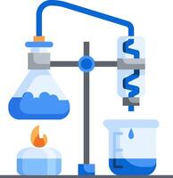 A laboratory with a beaker and a flask vector