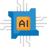 Ai chip icon with a yellow and blue square vector