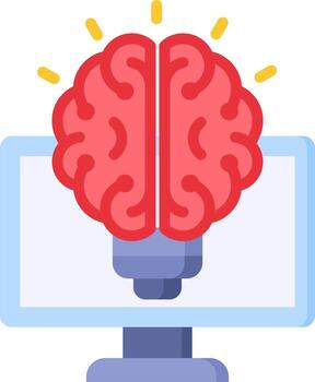 A computer screen with a brain on it vector