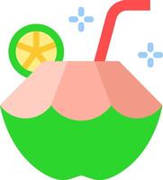 A coconut drink with a straw and slice of lime vector