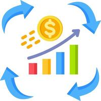 A dollar coin and arrows are going up and down vector