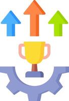 An icon of a trophy with arrows pointing up vector