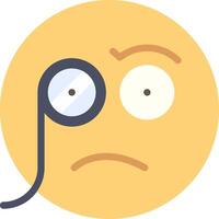 A yellow emoticion with a magnifying glass vector
