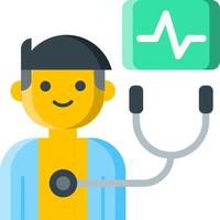A man with a stethoscope and a heartbeat icon vector