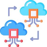 Two cloud computing devices are connected to each other vector