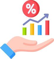 Hand holding a graph with a percentage bar vector
