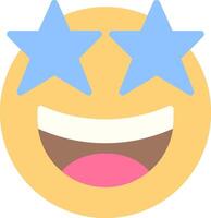 A smiling emoticion with blue stars on it vector