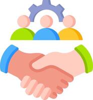 Handshake with people and gears vector