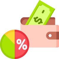 Money in wallet and pie chart vector