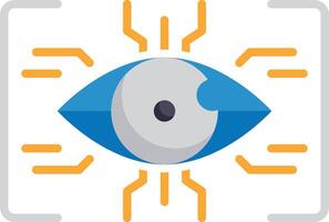 An eye icon with a yellow and blue background vector