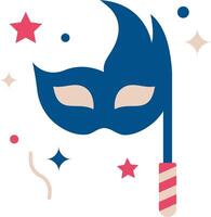A blue mask with stars and a stick vector