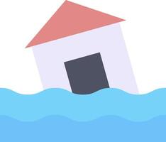 A house floating in the water with a red roof vector