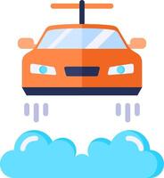 Car flying over clouds illustration vector