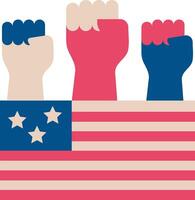 A fist with an american flag in the background vector