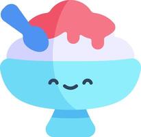A blue bowl with a spoon and a spoon in it vector