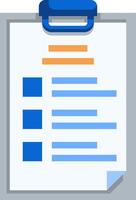Clipboard icon with blue and orange lines vector
