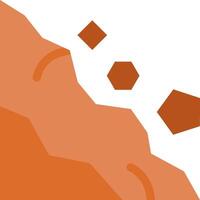An orange and white icon of a mountain vector