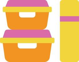 A stack of three containers with a pink and yellow lid vector