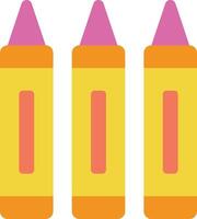 Three crayons are shown in a row vector