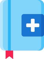 A blue book with a plus sign on it vector