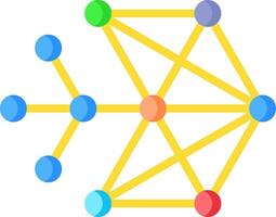 A network diagram with colored dots vector