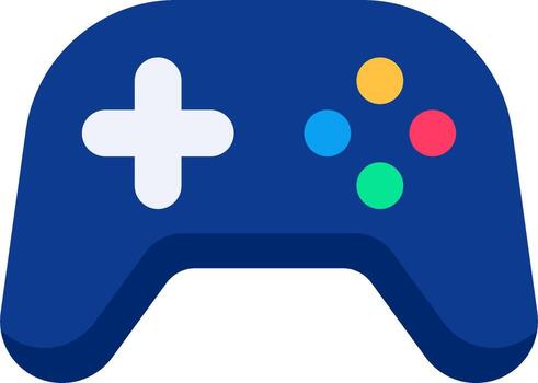 A blue game controller with colorful buttons vector
