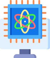 A computer screen with an atom symbol on it vector