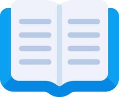 An open book icon with a blue background vector