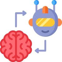A robot and a brain are connected to each other vector