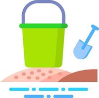 A bucket and shovel are on the beach vector