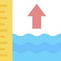 A ruler with an arrow pointing up and a water level vector