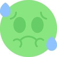 A sad face with tears on a green circle vector