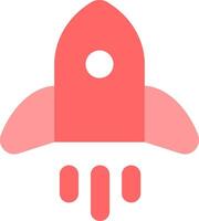 A rocket ship icon with a red and white background vector