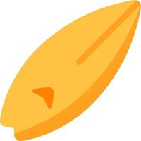 A yellow surfboard with a small fish on it vector
